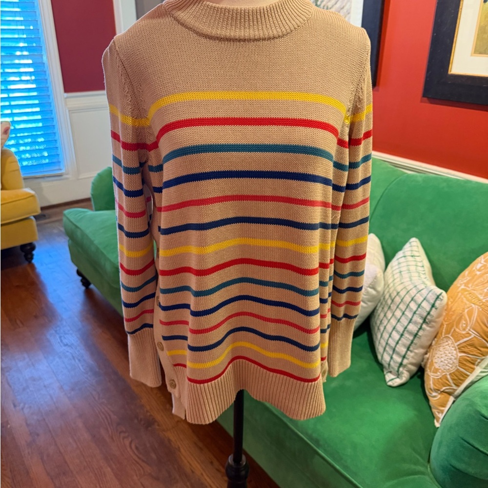 Tuckernuck Beige Multicolor Striped Turtleneck Sweater